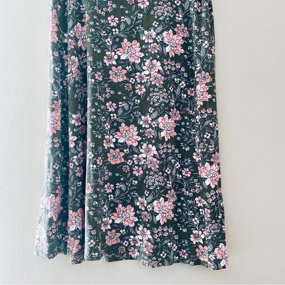 LOFT Floral Tee Shirt T-shirt Dress Green MP Medium Petite - Picture 4 of 7